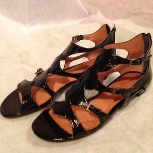 New Corso Como Crinkled Black Patten Gladitor Flat